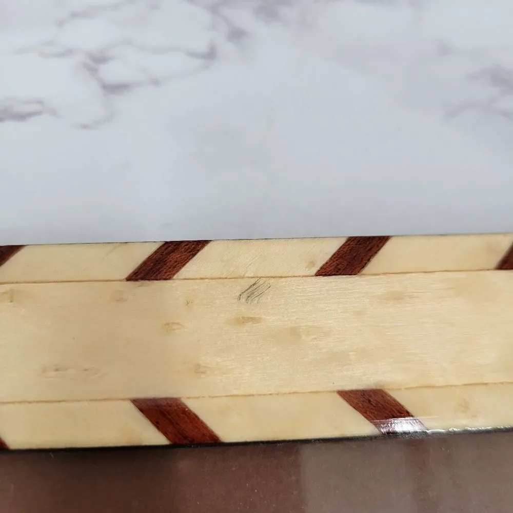 Natalini Italian 5×7 Striped Wooden Picture Photo Frame - Brown and Cream Wood
